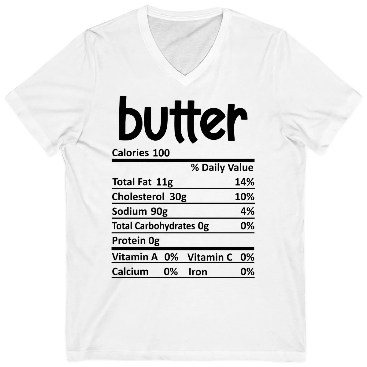 Butter Nutrition Facts V-Neck in White