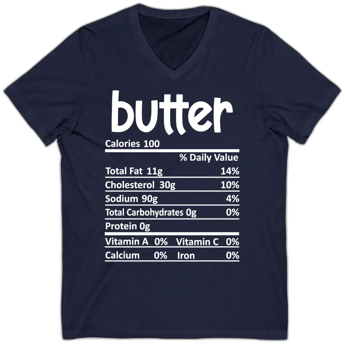 Butter Nutrition Facts V-Neck in Navy