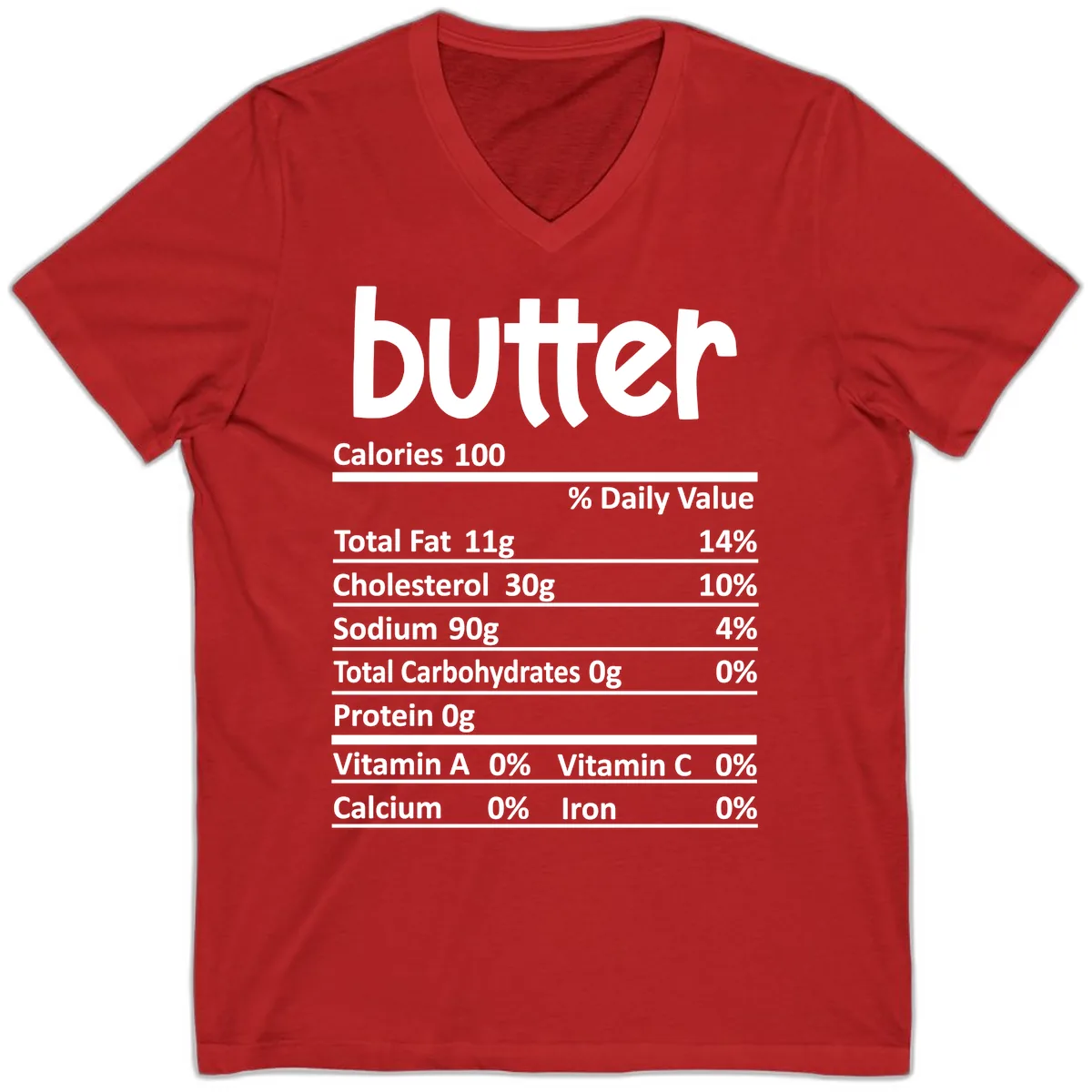 Butter Nutrition Facts V-Neck in Red