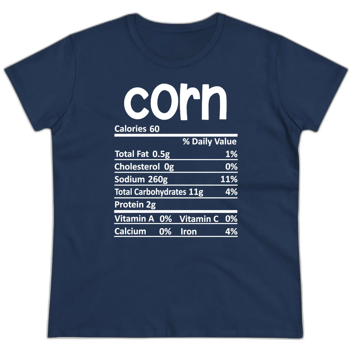 Nutritional Facts Corn Tee Ladies Tee in Navy