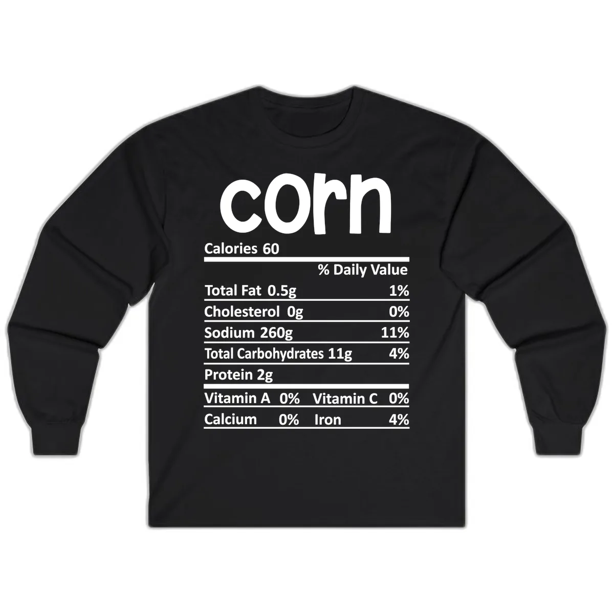 Nutritional Facts Corn Tee Long Sleeve in Black