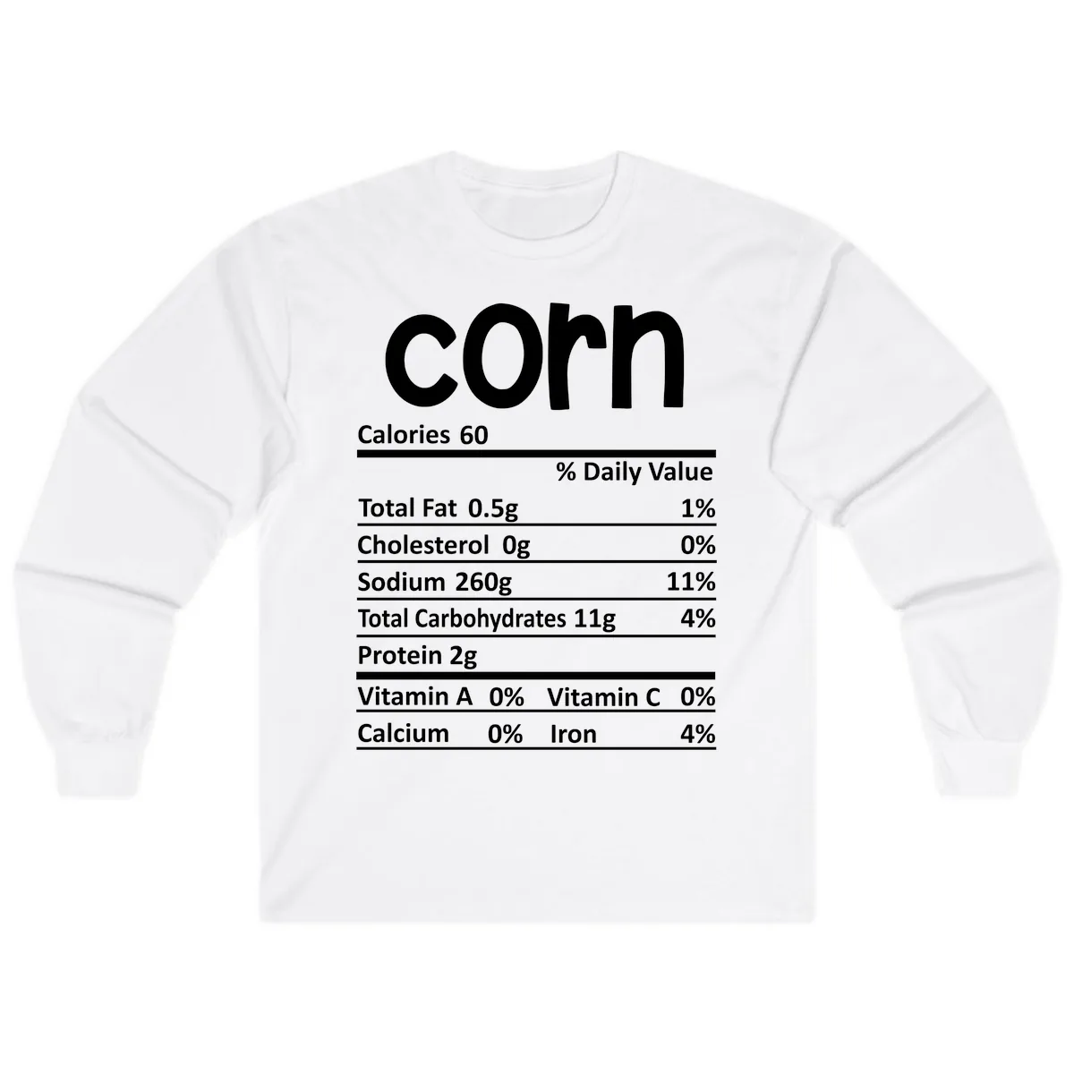 Nutritional Facts Corn Tee Long Sleeve in White