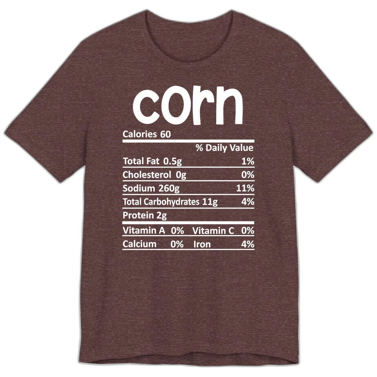 Nutritional Facts Corn Tee Premium T-Shirt in Heather Maroon