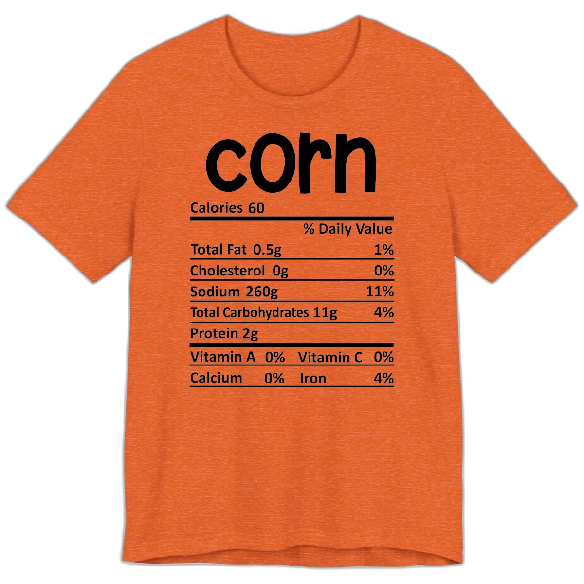 Nutritional Facts Corn Tee Premium T-Shirt in Heather Orange