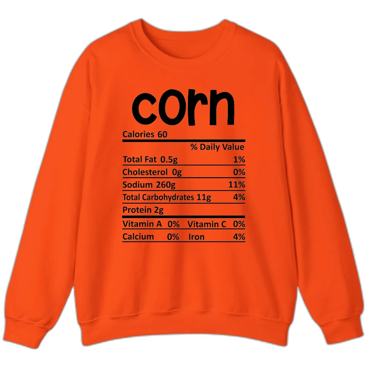 Nutritional Facts Corn Tee Sweatshirt in Orange
