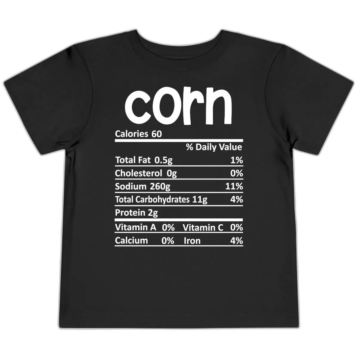 Nutritional Facts Corn Tee Toddler T-Shirt in Black