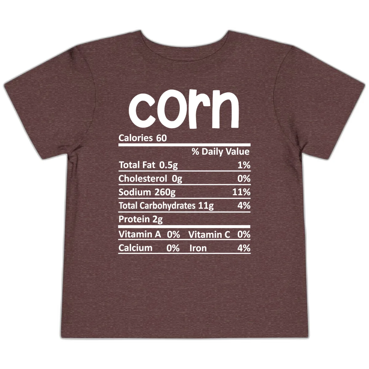 Nutritional Facts Corn Tee Toddler T-Shirt in Heather Maroon