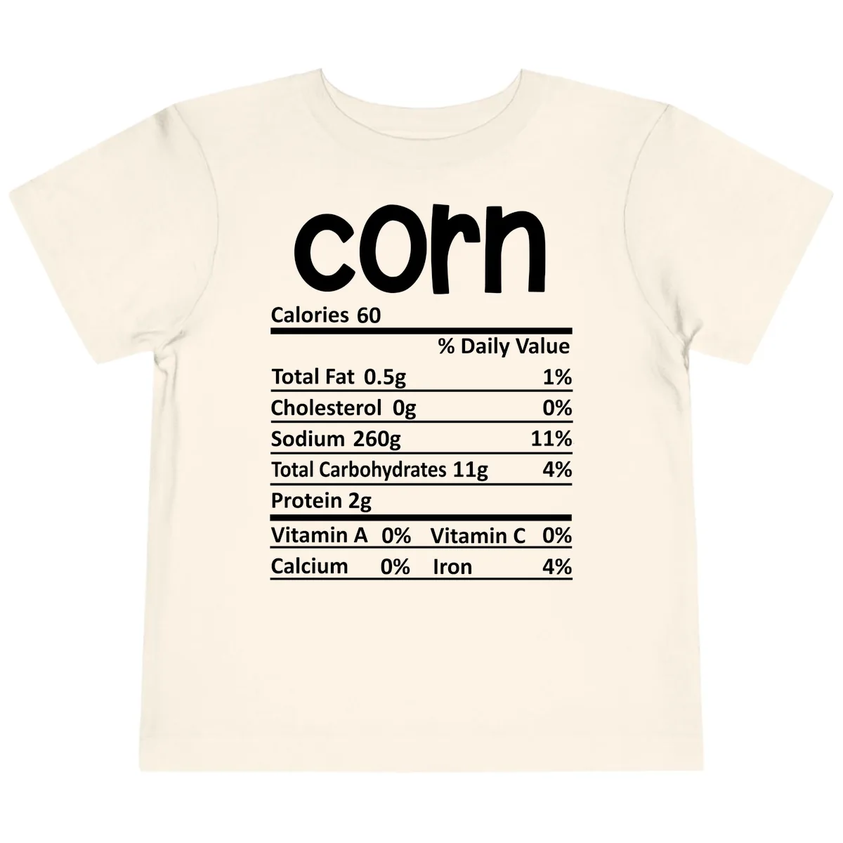 Nutritional Facts Corn Tee Toddler T-Shirt in Natural