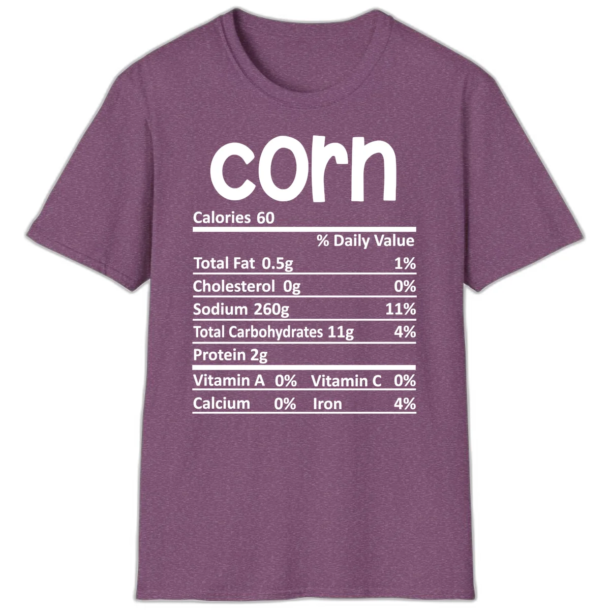 Nutritional Facts Corn Tee T-Shirt in Heather Maroon