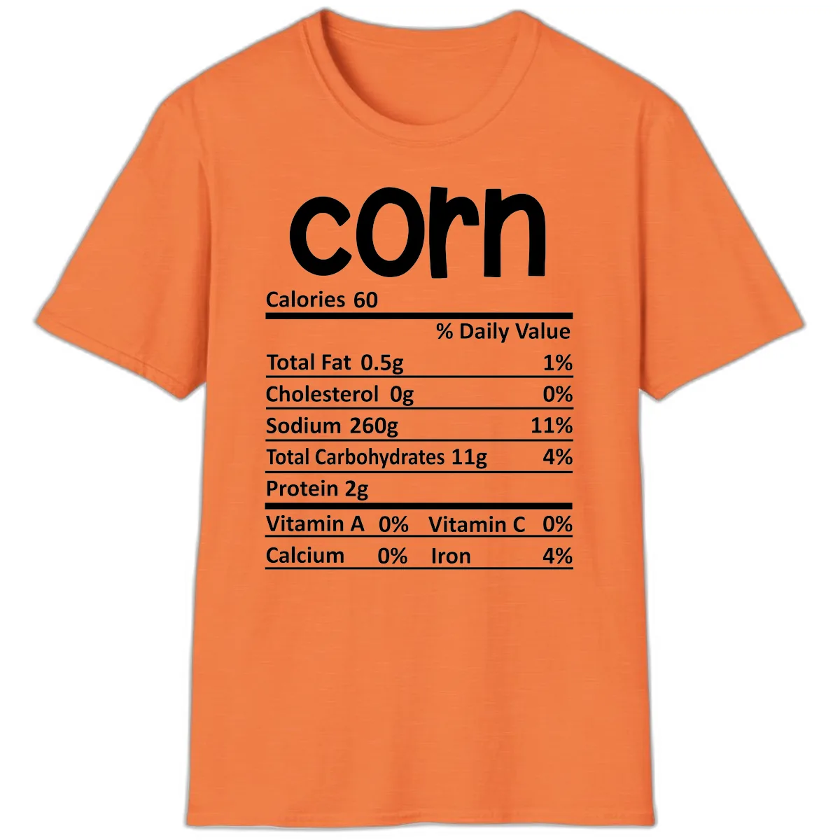 Nutritional Facts Corn Tee T-Shirt in Heather Orange