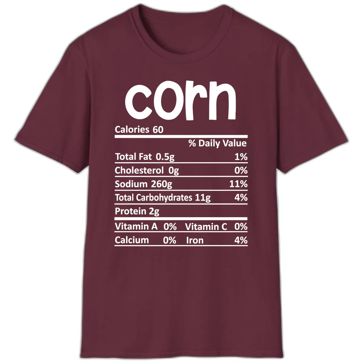 Nutritional Facts Corn Tee T-Shirt in Maroon