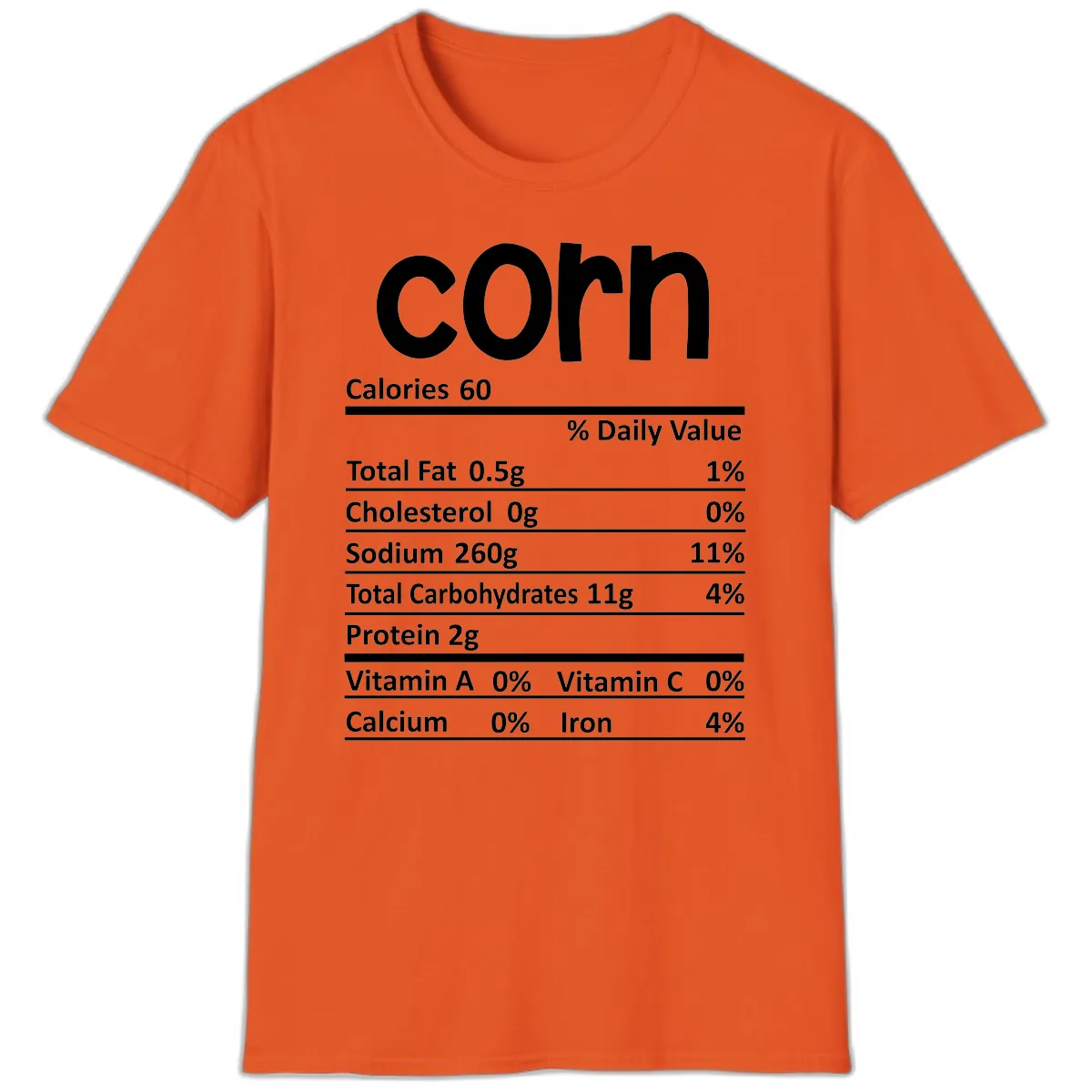 Nutritional Facts Corn Tee T-Shirt in Orange