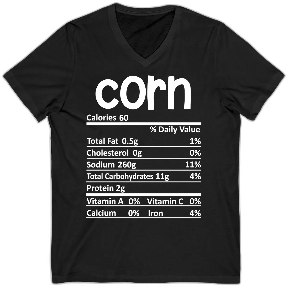 Nutritional Facts Corn Tee V-Neck in Black