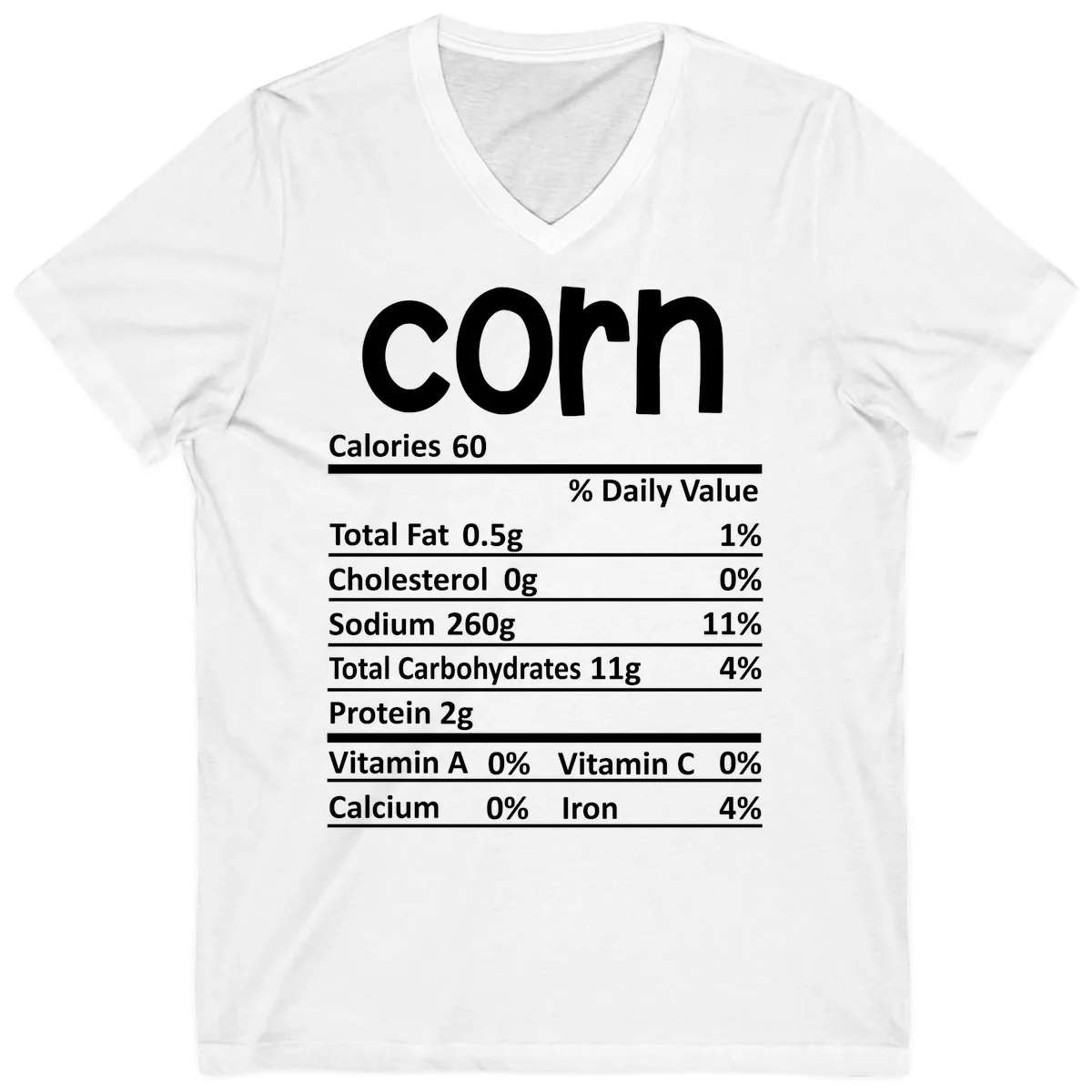 Nutritional Facts Corn Tee V-Neck in White