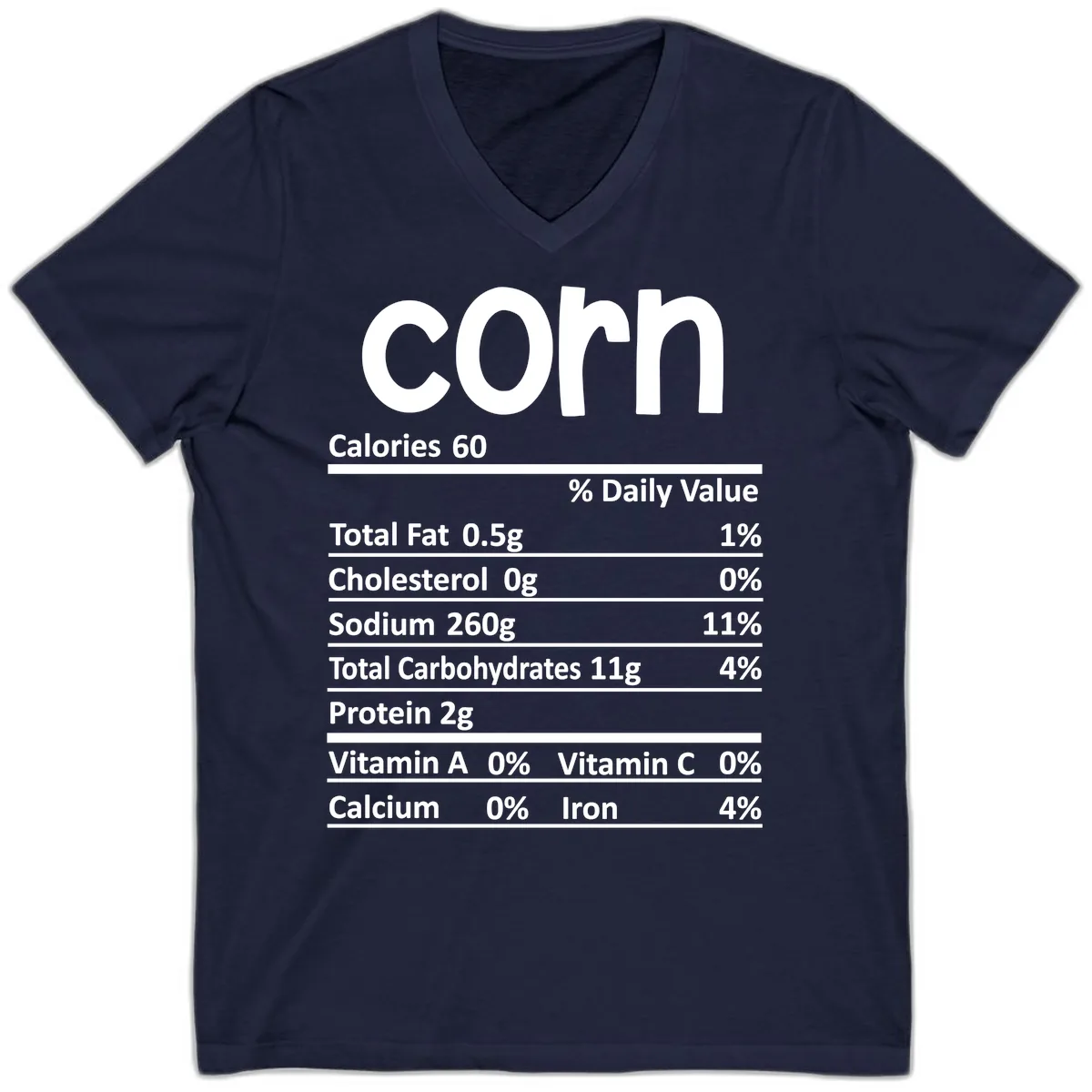 Nutritional Facts Corn Tee V-Neck in Navy