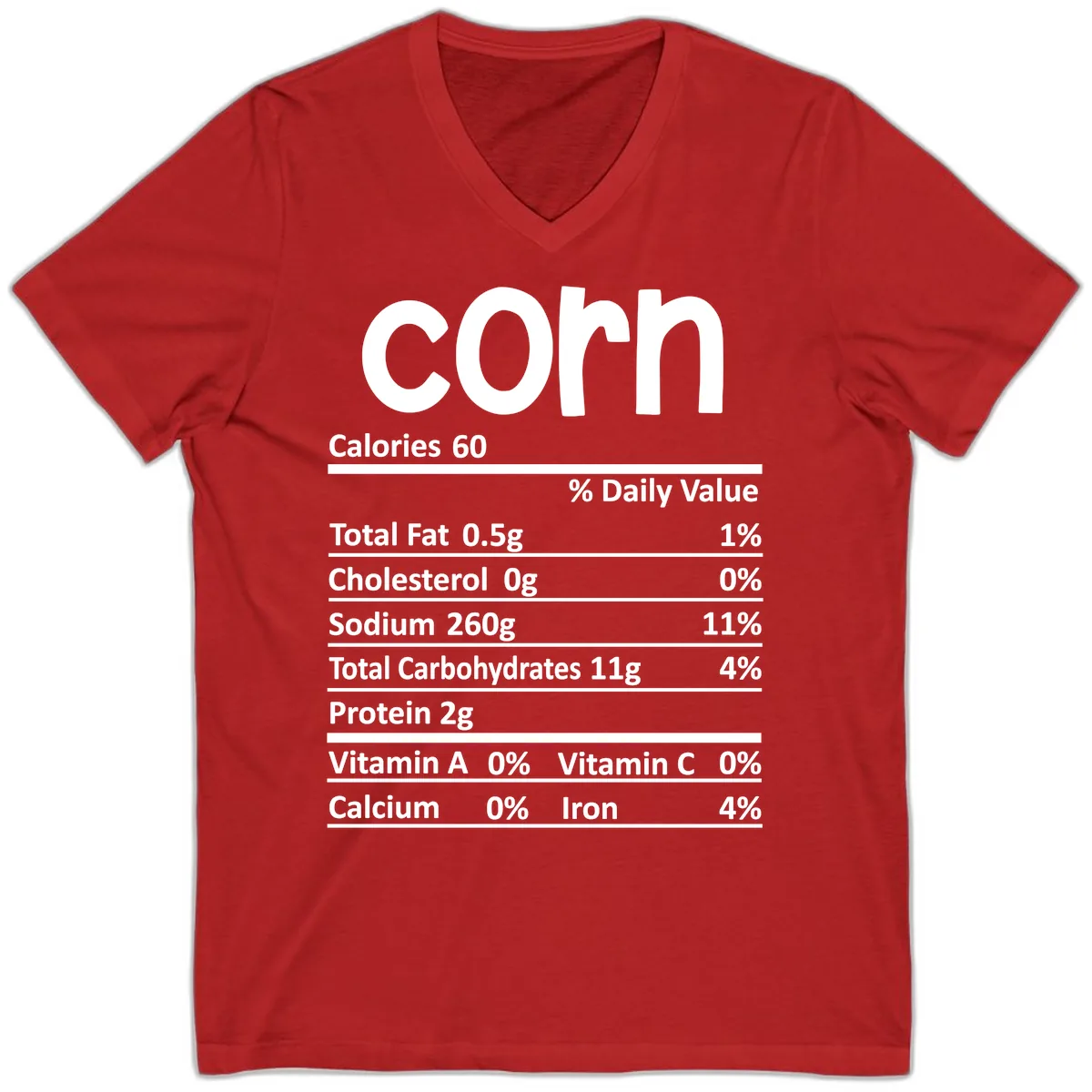 Nutritional Facts Corn Tee V-Neck in Red