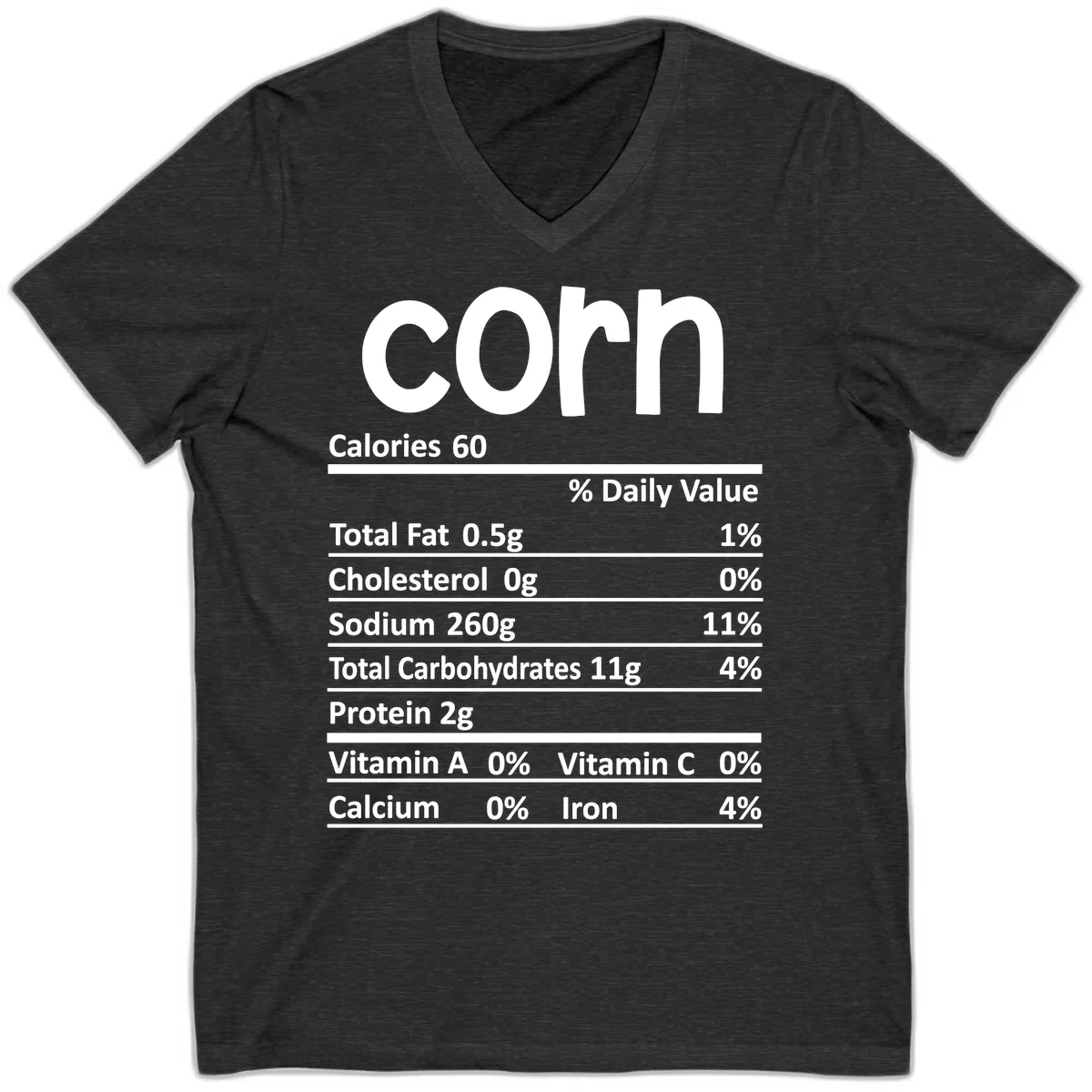 Nutritional Facts Corn Tee V-Neck in Dark Grey Heather