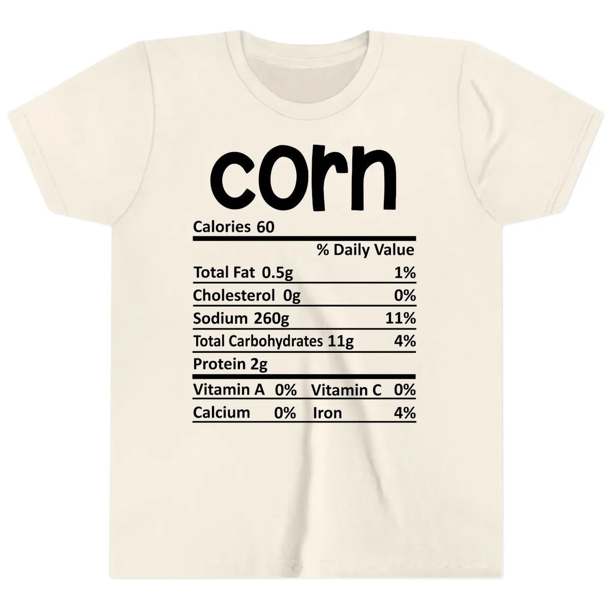 Nutritional Facts Corn Tee Youth T-Shirt in Natural