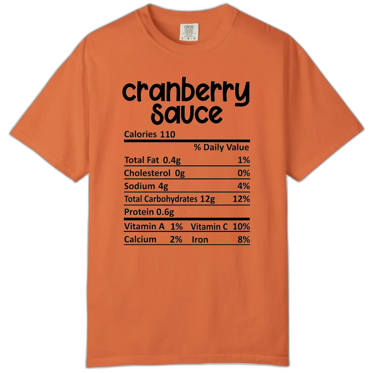 Cranberry Sauce Nutrition Facts Comfort Color in Burnt Orange