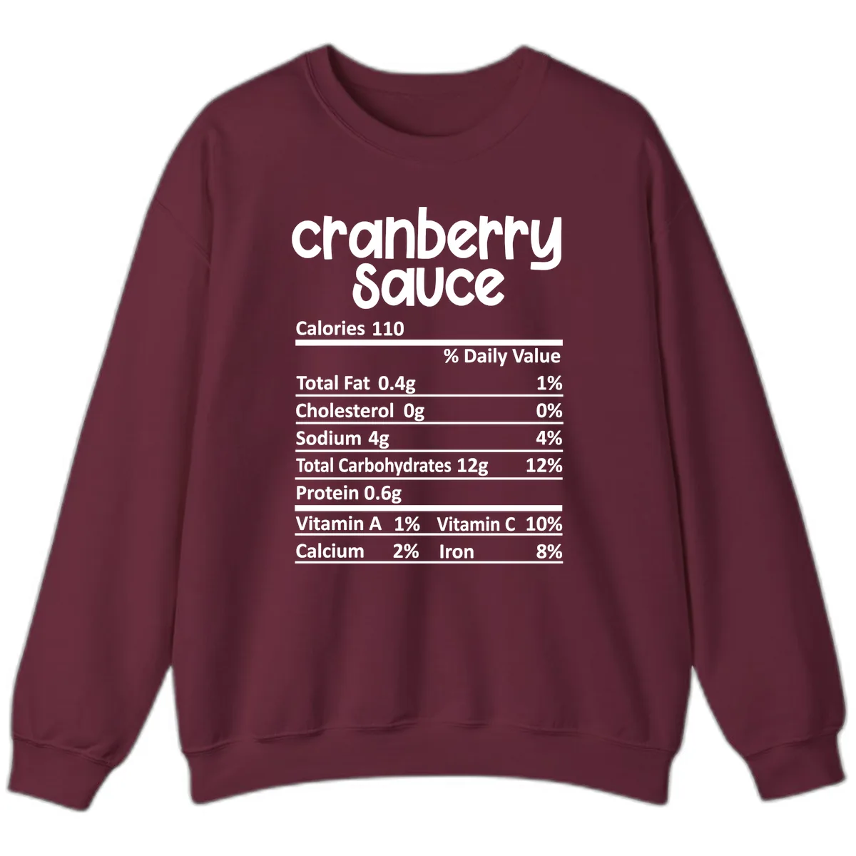 Cranberry Sauce Nutrition Facts Sweatshirt in Maroon