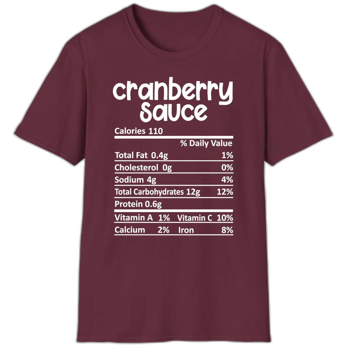 Cranberry Sauce Nutrition Facts T-Shirt in Maroon