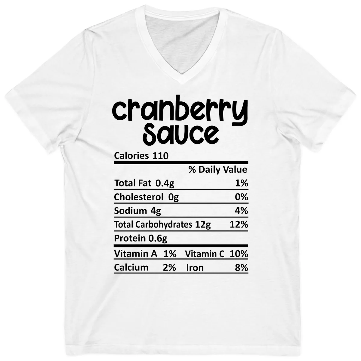 Cranberry Sauce Nutrition Facts V-Neck in White