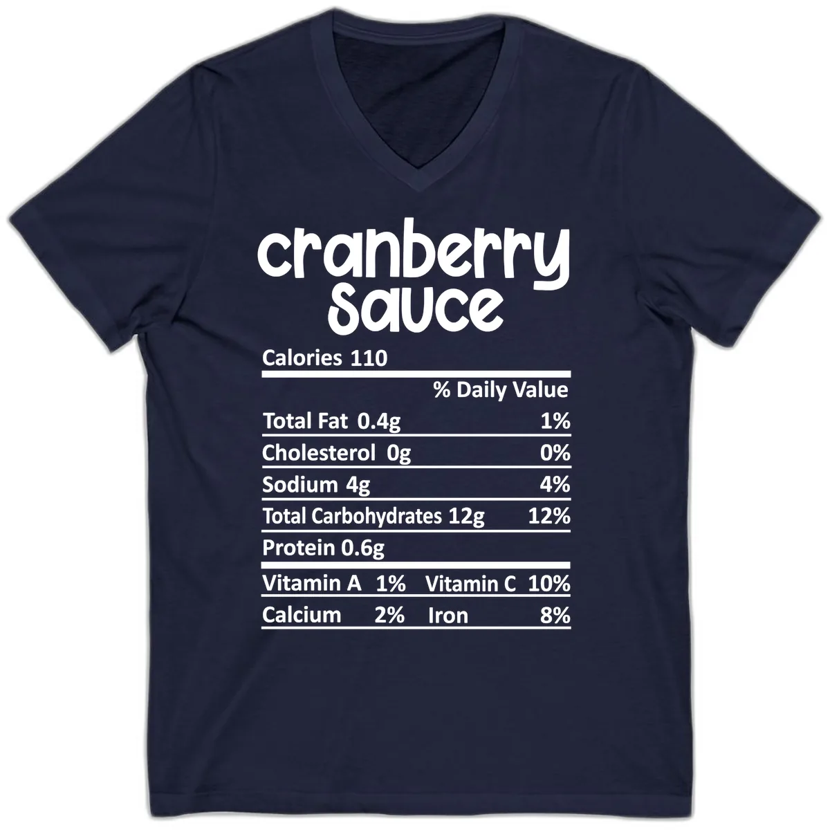 Cranberry Sauce Nutrition Facts V-Neck in Navy