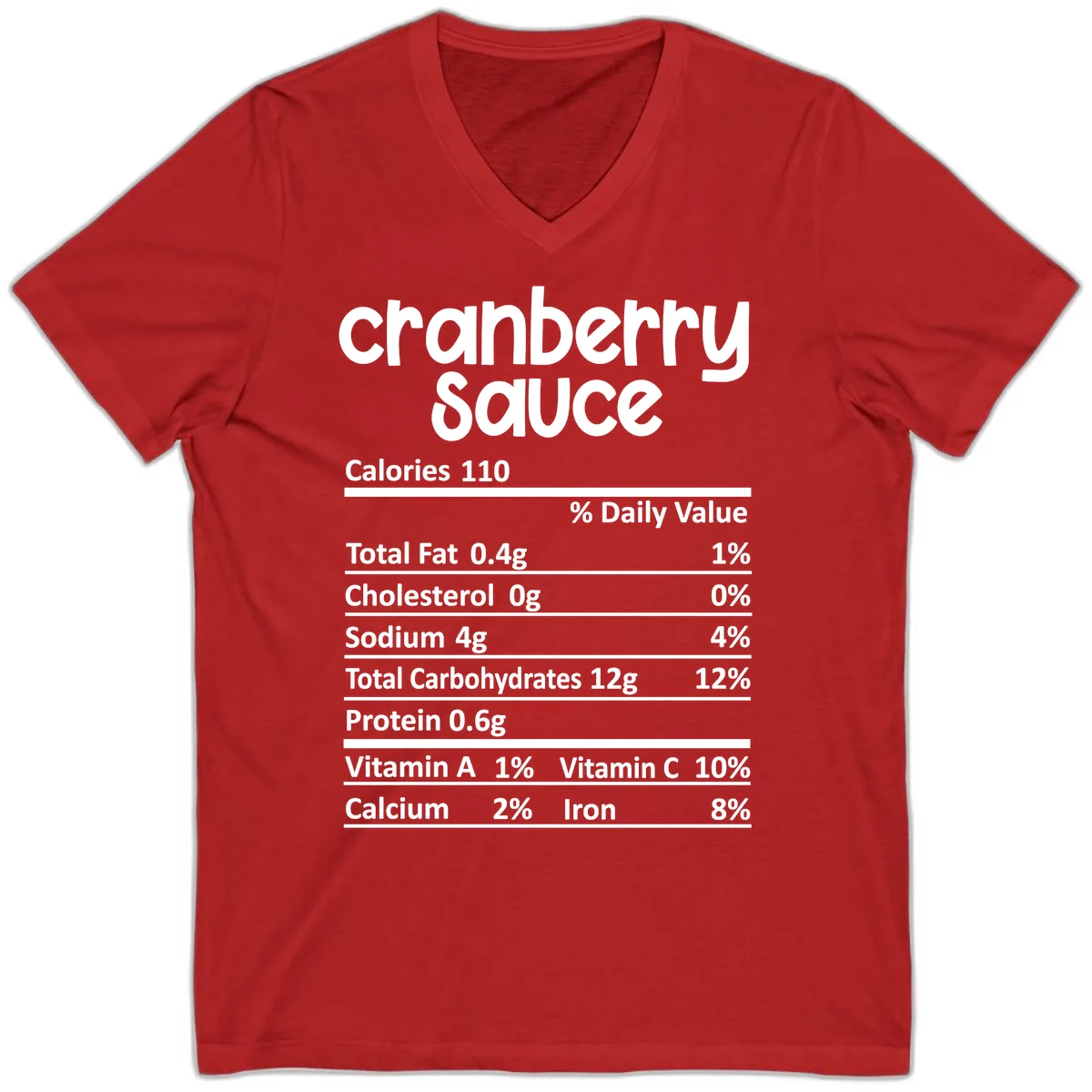 Cranberry Sauce Nutrition Facts V-Neck in Red