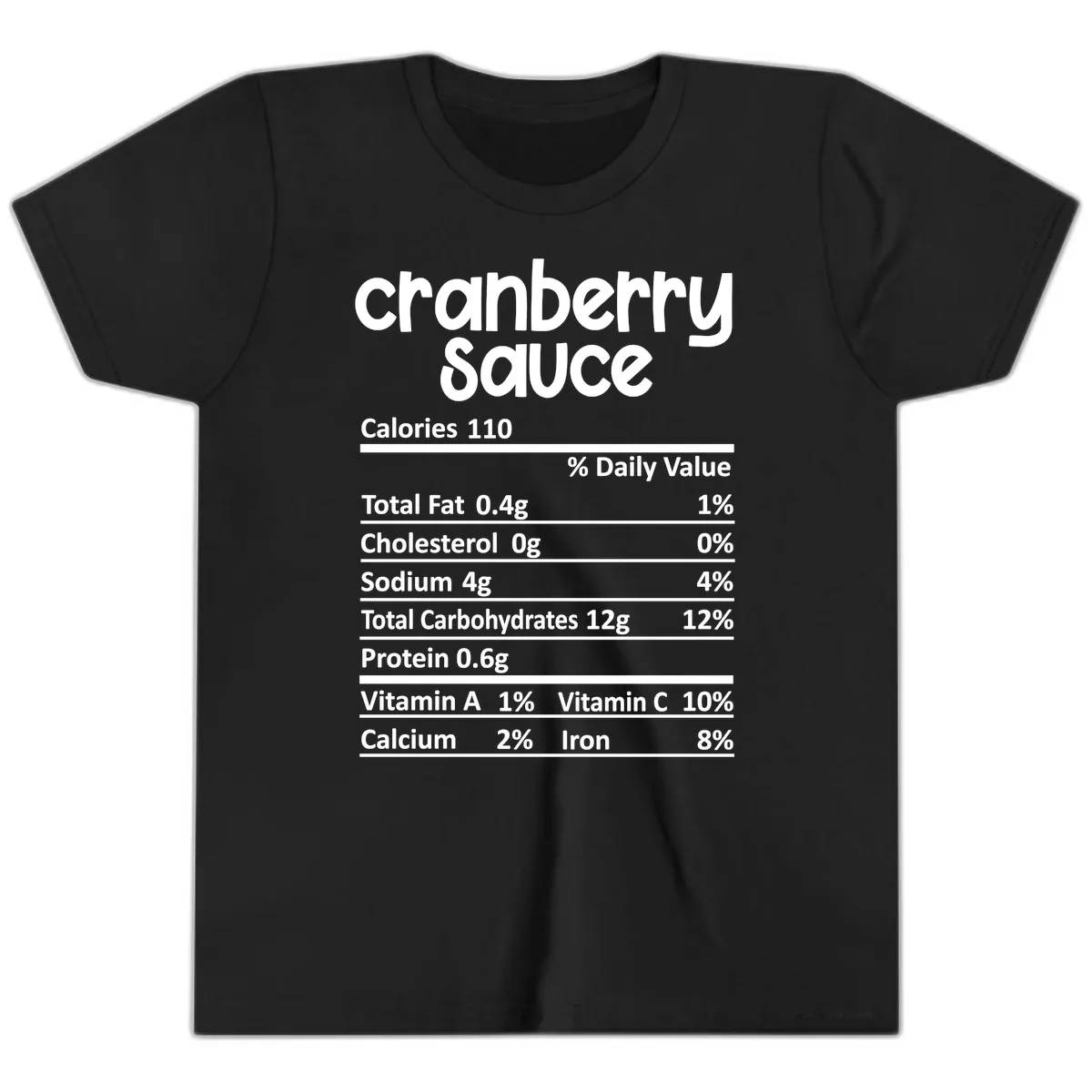 Cranberry Sauce Nutrition Facts Youth T-Shirt in Black