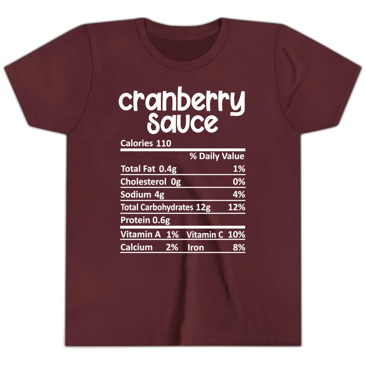 Cranberry Sauce Nutrition Facts Youth T-Shirt in Maroon
