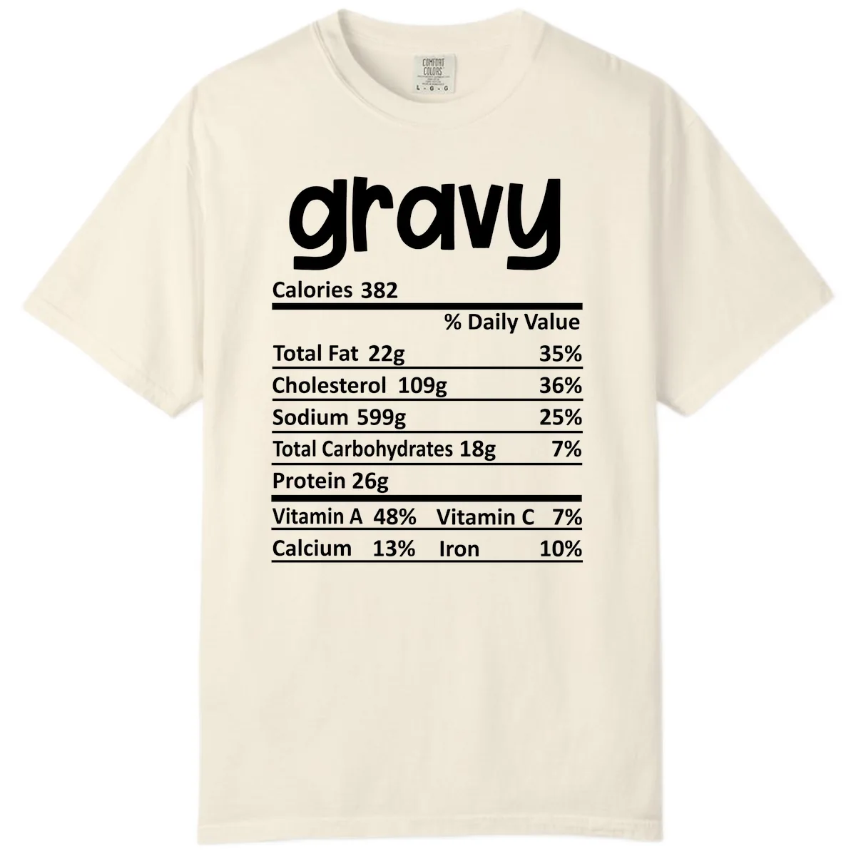 Nutrition Facts Gravy Design Comfort Color in Ivory