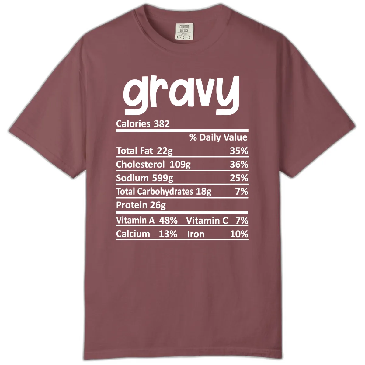 Nutrition Facts Gravy Design Comfort Color in Brick