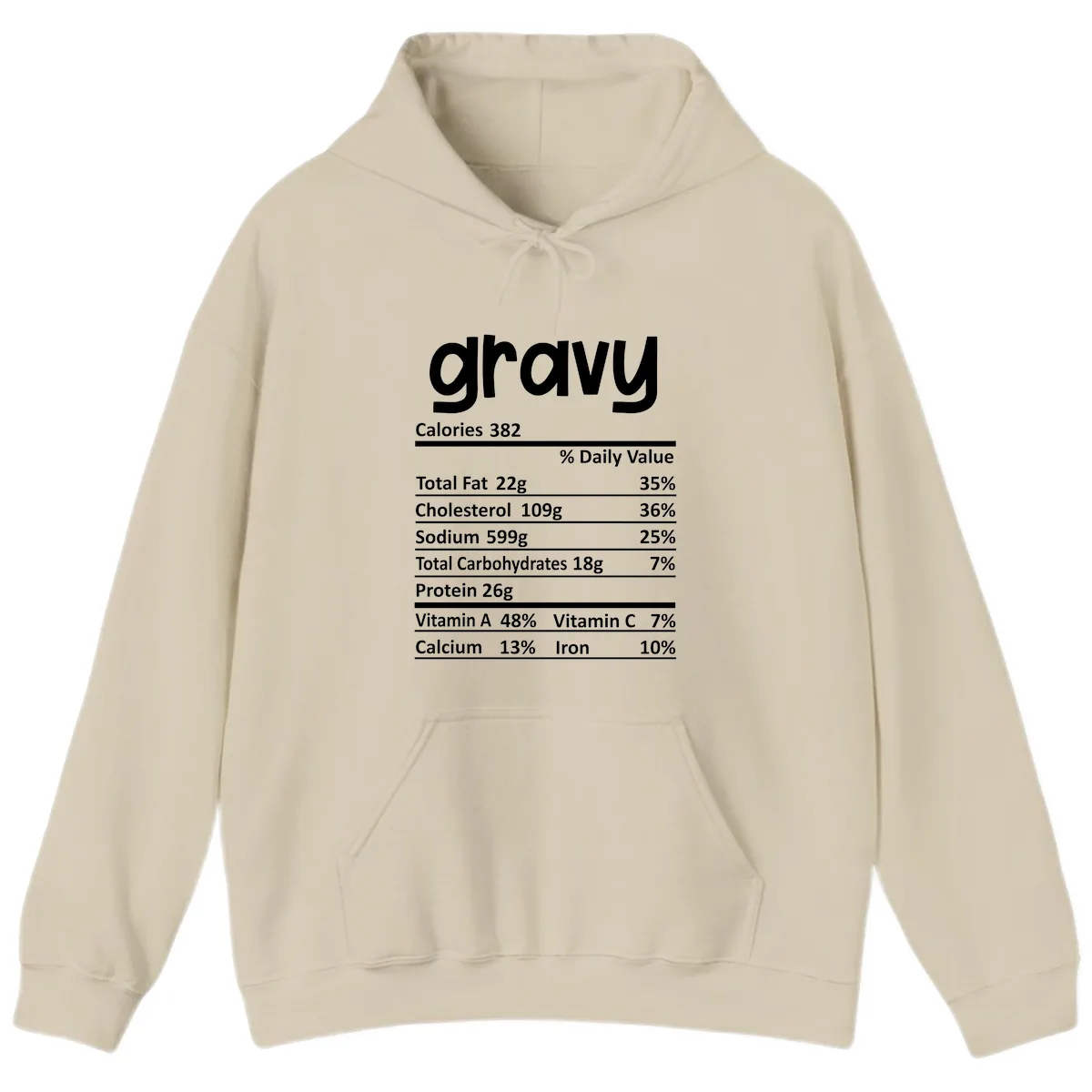 Nutrition Facts Gravy Design Hoodie in Sand