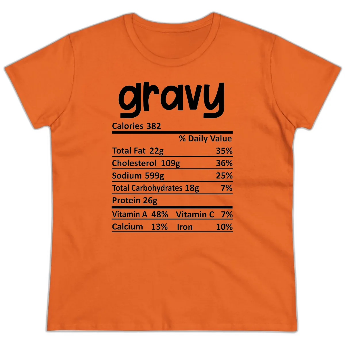 Nutrition Facts Gravy Design Ladies Tee in Orange
