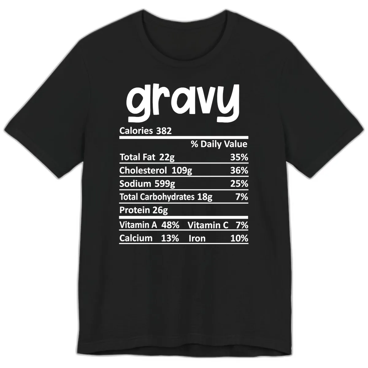 Nutrition Facts Gravy Design Premium T-Shirt in Black