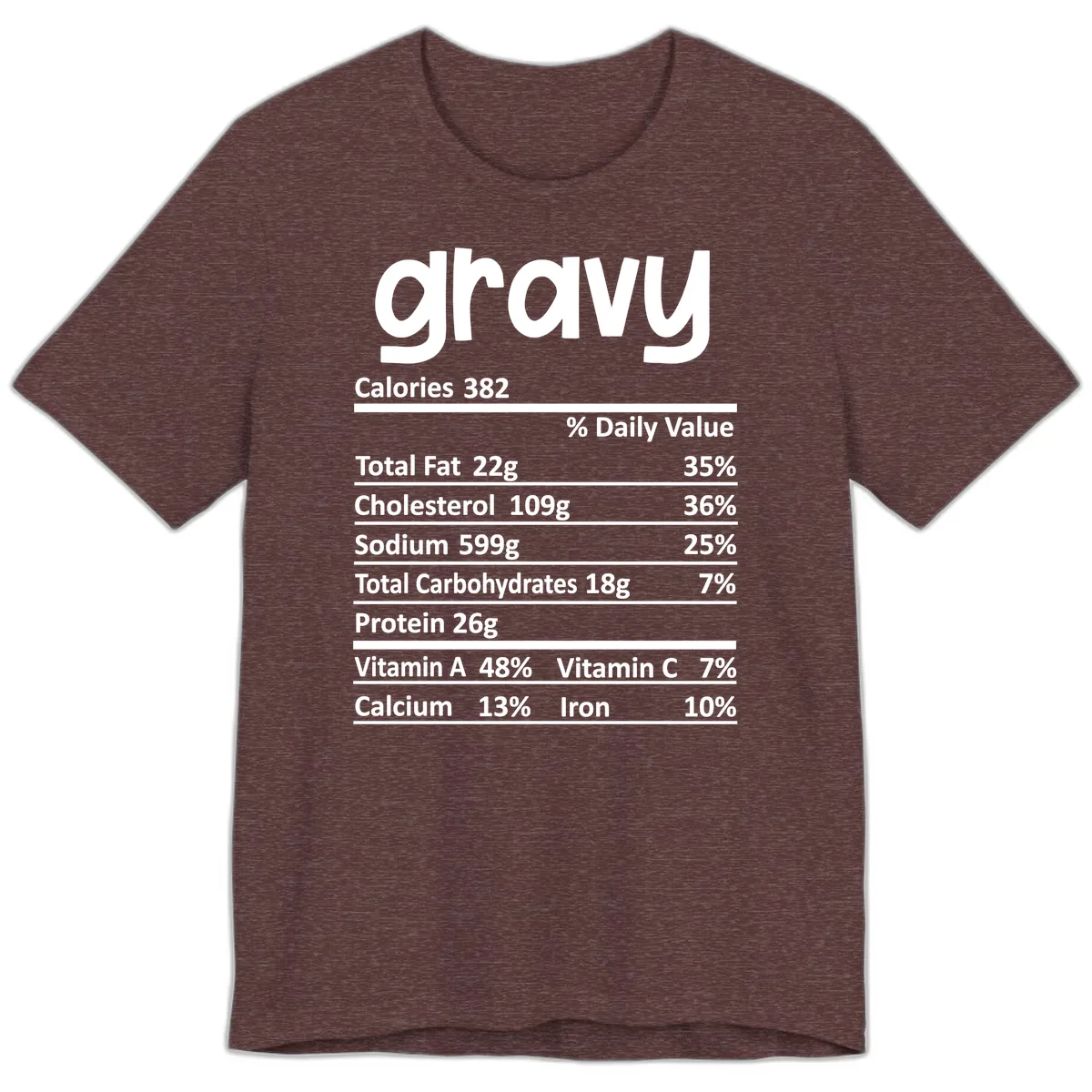 Nutrition Facts Gravy Design Premium T-Shirt in Heather Maroon