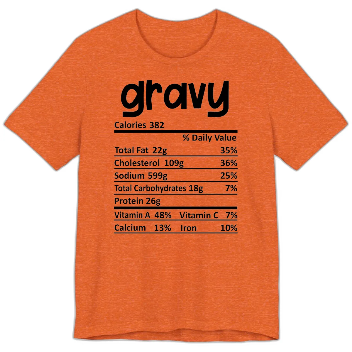 Nutrition Facts Gravy Design Premium T-Shirt in Heather Orange