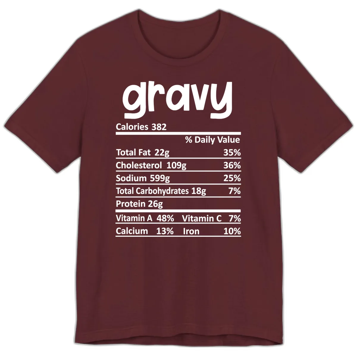 Nutrition Facts Gravy Design Premium T-Shirt in Maroon