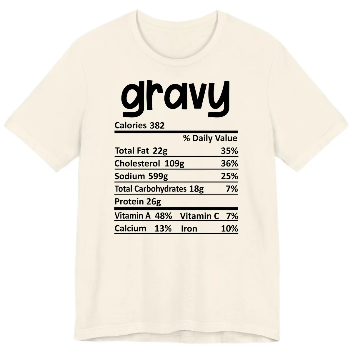 Nutrition Facts Gravy Design Premium T-Shirt in Natural