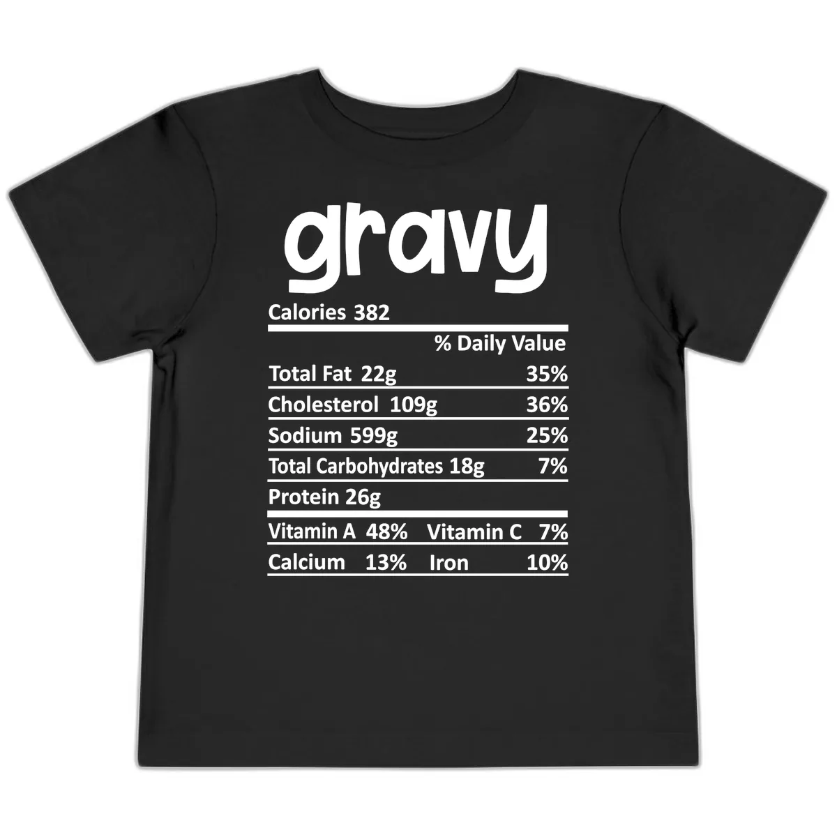 Nutrition Facts Gravy Design Toddler T-Shirt in Black