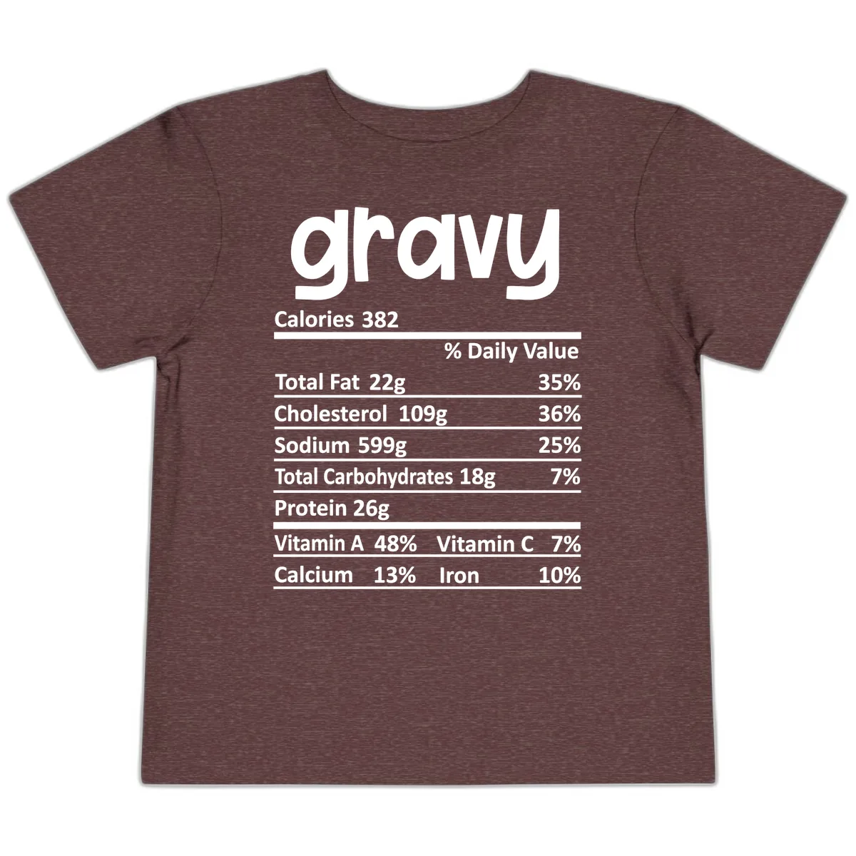 Nutrition Facts Gravy Design Toddler T-Shirt in Heather Maroon