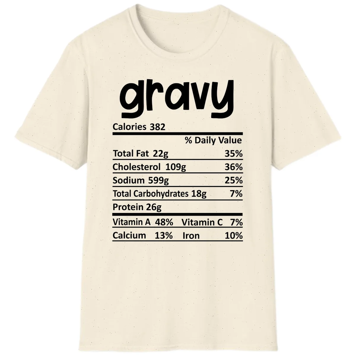 Nutrition Facts Gravy Design T-Shirt in Natural