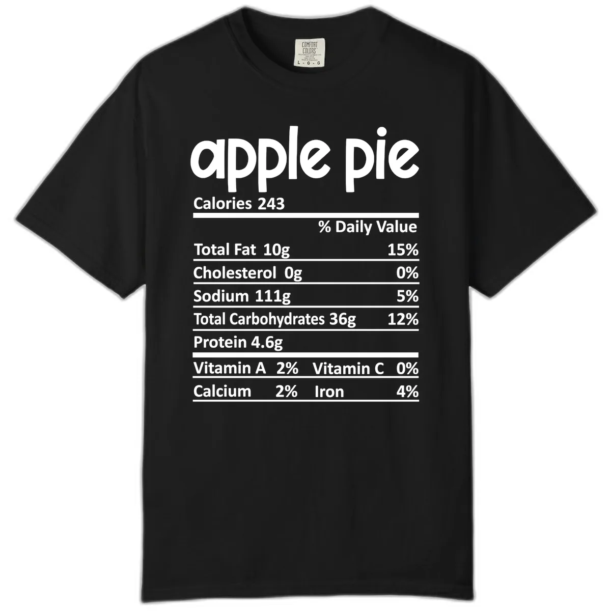 Apple Pie Nutrition Facts Comfort Color in Black