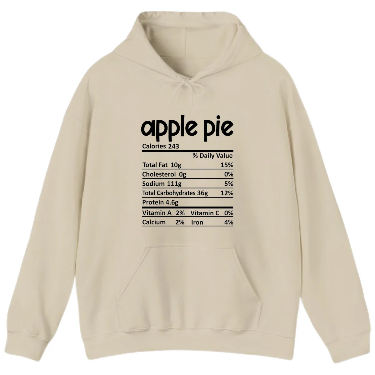 Apple Pie Nutrition Facts Hoodie in Sand