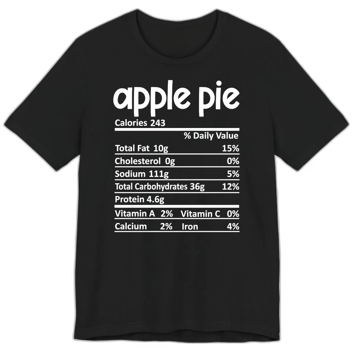 Apple Pie Nutrition Facts Premium T-Shirt in Black