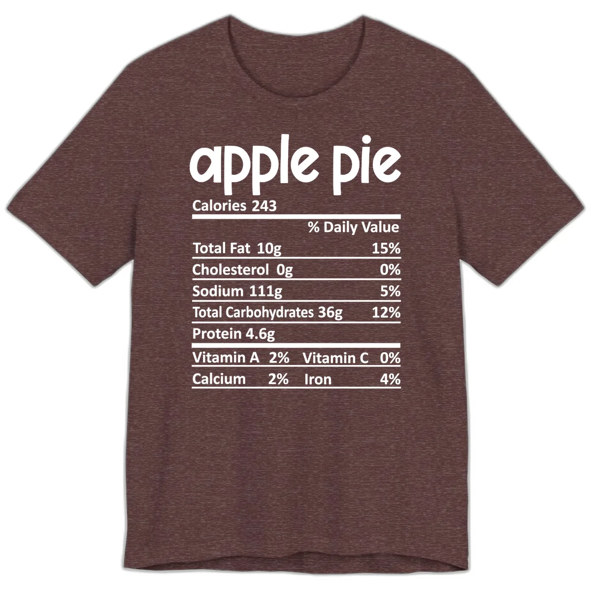 Apple Pie Nutrition Facts Premium T-Shirt in Heather Maroon