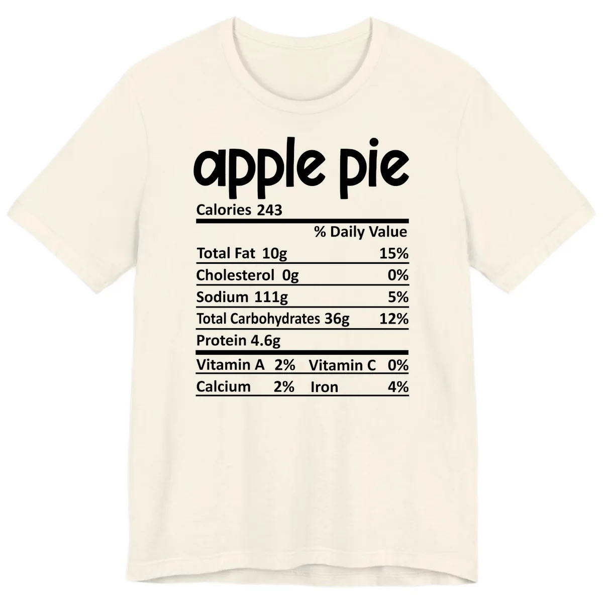 Apple Pie Nutrition Facts Premium T-Shirt in Natural