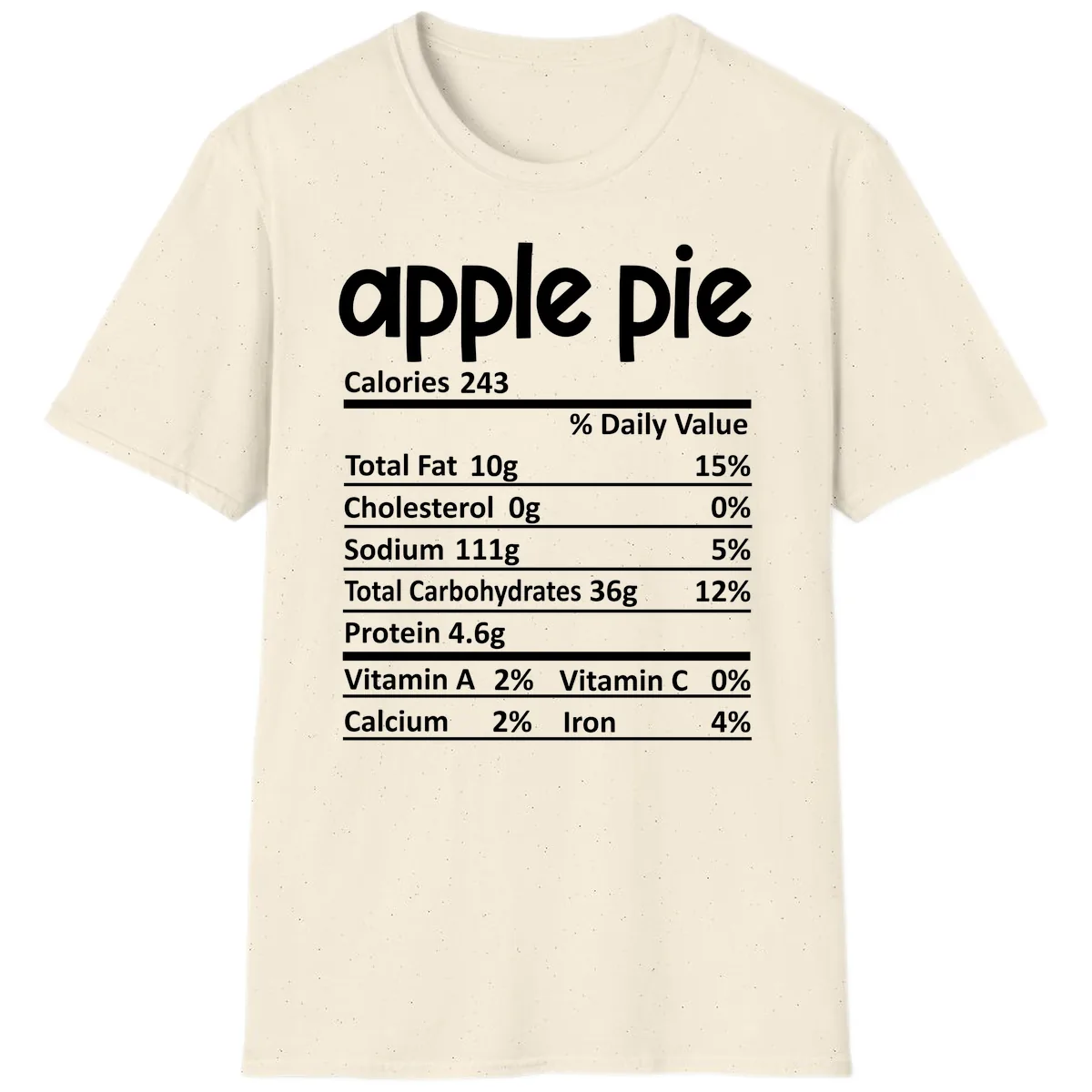 Apple Pie Nutrition Facts T-Shirt in Natural