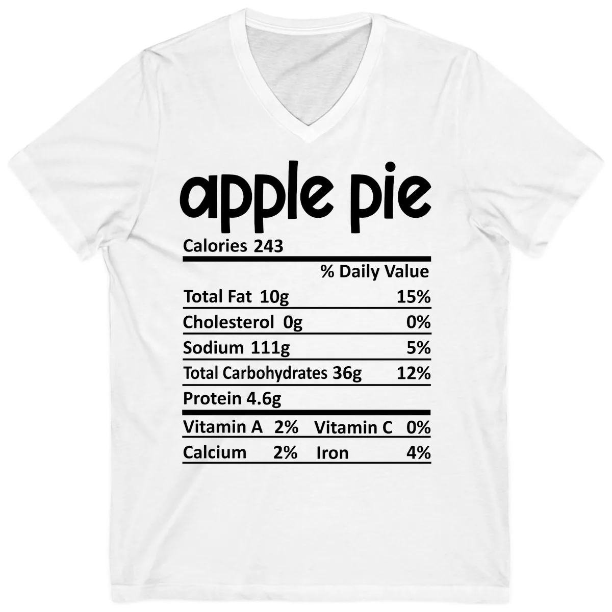 Apple Pie Nutrition Facts V-Neck in White