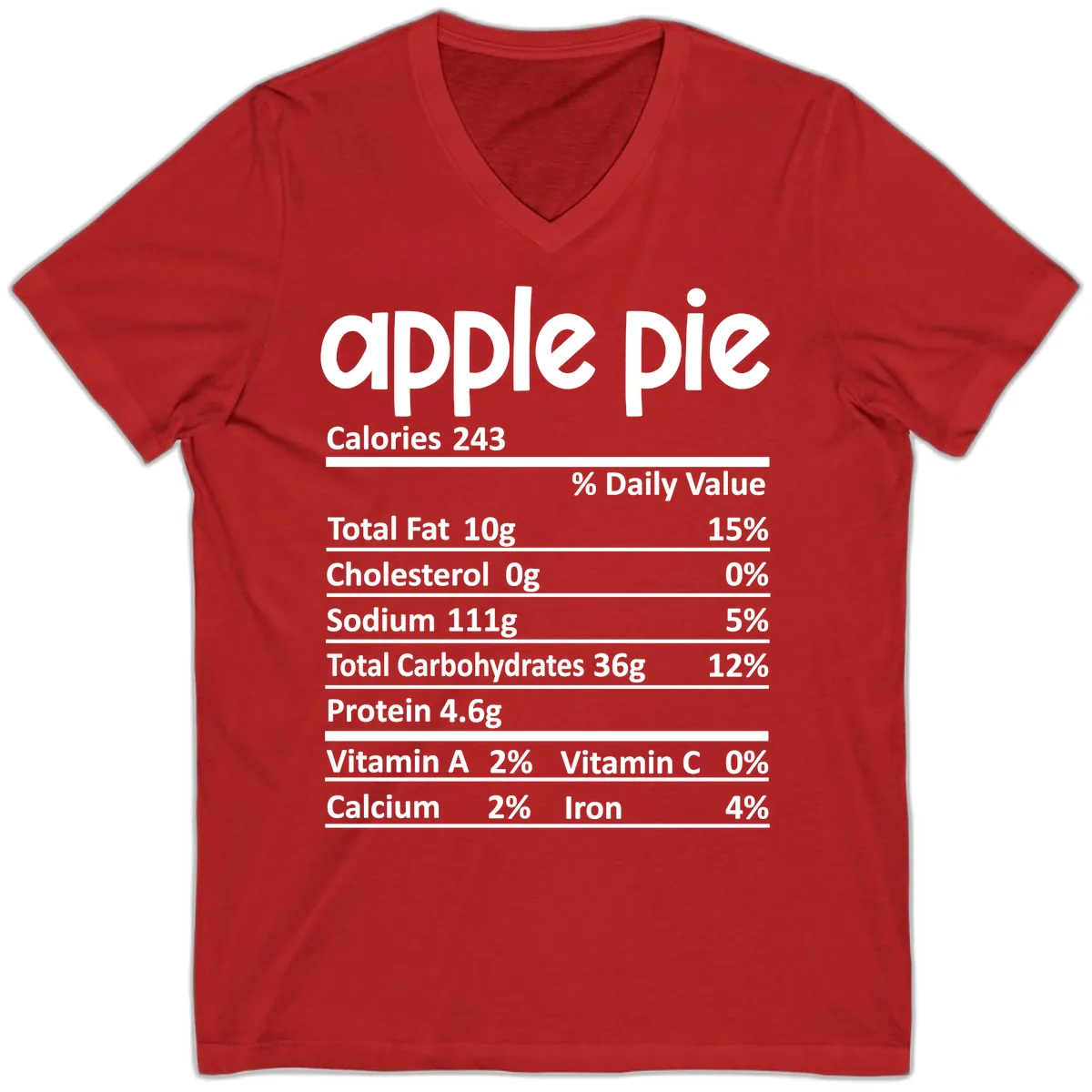 Apple Pie Nutrition Facts V-Neck in Red